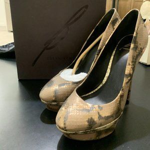 brian atwood snake print pumps